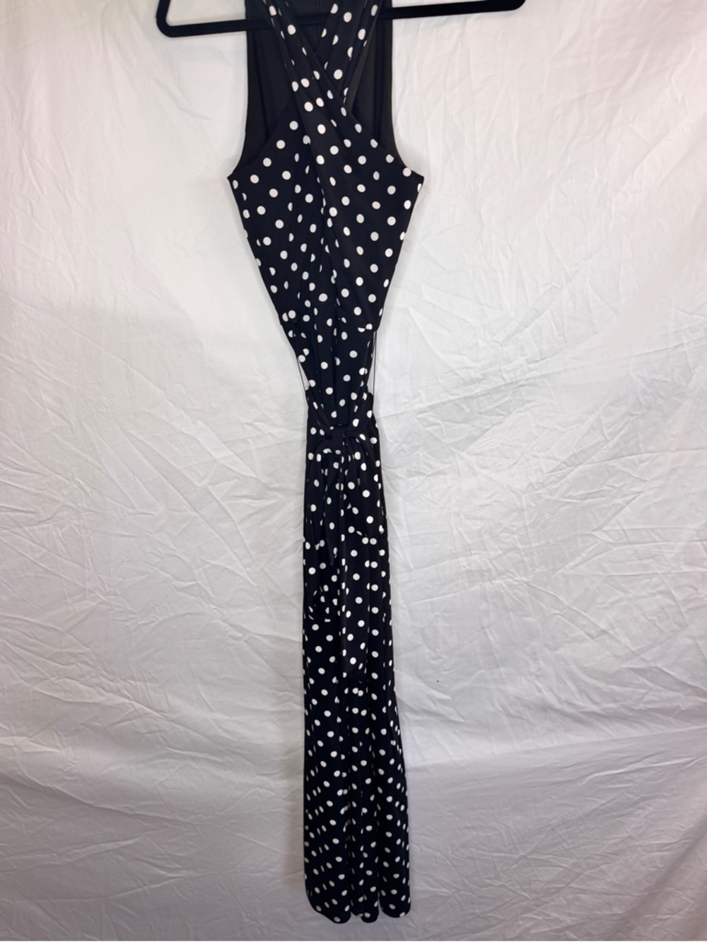 Sam Edelman Black Polka Dot Criss Cross Top Jumpsuit